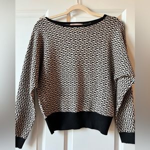 Philosophy • Dolman Sweater • Black Cream Print • Small